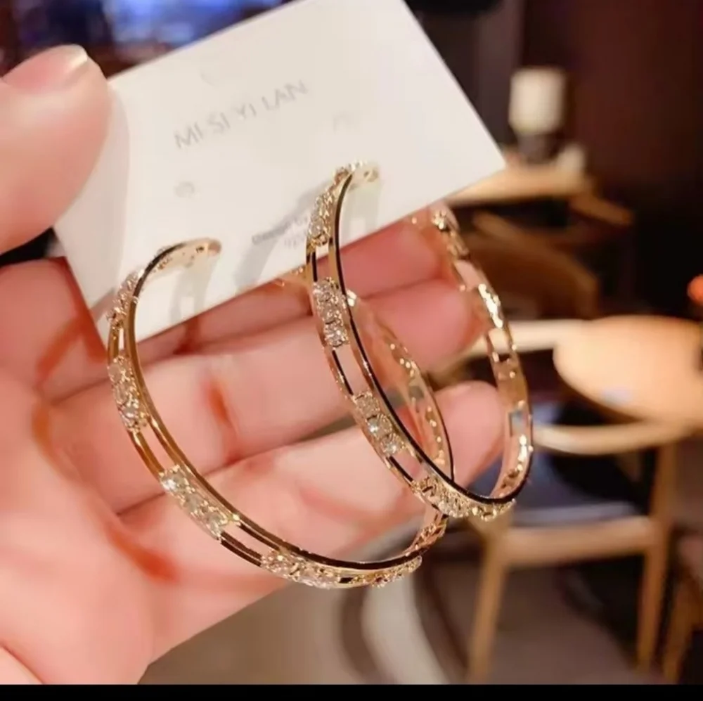 Luxury Gold Hoop‎ Earrings Women's Rhinestone New f89